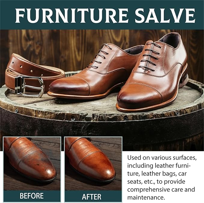 Leather Salve, 2025 Upgrade Leather & Wood Furniture Repair Salve with Brush, Furniture Salve for Leather Wood, Household Leather Upholstery Cleaners for Home, Easy to Apply (3pc)