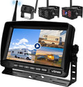 3-Camera Wireless RV Backup System, RV Backup Camera Wireless with 7'' HD Monitor for Truck, 4 Channels Split Screen, BSD Alert, 984FT Signal Range, IP69K Waterproof IR Night Vision, DIY Guide Lines