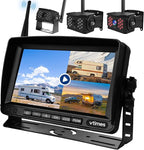 3-Camera Wireless RV Backup System, RV Backup Camera Wireless with 7'' HD Monitor for Truck, 4 Channels Split Screen, BSD Alert, 984FT Signal Range, IP69K Waterproof IR Night Vision, DIY Guide Lines