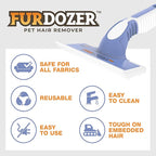 FurDozer Pet Hair Remover & Auto Detailing Tools - Cat & Dog Hair Remover for Carpets, Car Interiors, Couches, Bedding, & Pet Furniture (Purple, (3 Pack) - X6, X3 PRO, X3 MINI)