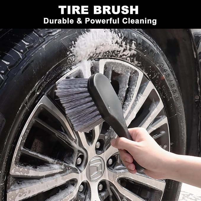 Car Wheel Brush kit, Tire Brush, Wheel Cleaner Brush, Soft-bristled Rim Cleaner Brush, Car Detailing Brushes, Wheel Brushes for Cleaning Wheels,Tires, Car Cleaning Brush Supplies Kit