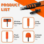 SISUPASSIE 20FT Reach High Ceiling Duster Kit, Window Cleaning kit with 3-12FT Extension Pole, Fan Duster for Ceiling Fan Blades, Microfiber Feather Duster, Rotatable Window Squeegee and Cobweb Duster
