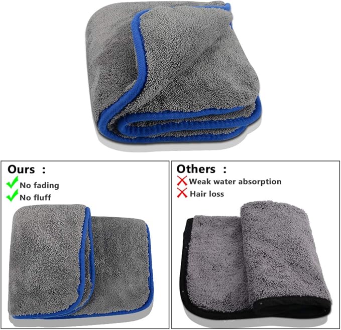Microfiber Towels for Cars, Healsell Car Drying Towel, Premium Professional Soft Microfiber Drying Towel, 1200 GSM Ultra Thick - Lint Free Microfiber Car Towels 16'' x 16'' (3 Pack)