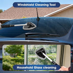 Gray Windshield Cleaner Tool, Car Interior Cleaning Kit with Extendable Handle and 3 Reusable Microfiber Pads, Auto Glass Wiper and Detailing Brush Kit for Car & Home Window