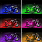 2Pcs 12LEDs Motorcycle LED Light Strips- RGB Multi-Color Accent Glow Neon Ground Effect Lights lamp for Motorcycle led Light Kits,ATV Car Golf cart LED Underglow Strip Lights
