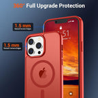 SUPFINE Magnetic for iPhone 13 Pro Case (Compatible with MagSafe) (Military Grade Drop Protection) Translucent Matte Shockproof with Anti-Fingerprint Phone Case,Red