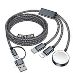 Travel Essentials for Apple Watch Charger,iPhone Charger,3 in 2 Type C/L/Magnetic Fast Charging Cable,Multi Charging Cable Portable Designed for iWatch Series,iPhone 17-11,Galaxy S26-S21,Car-5FT