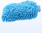 HARFINGTON Chenille Microfiber Car Wash Mitts 10" x 7.5" Scratch Free Wash Gloves Absorbent Double Sided Plush Cleaning Drying Mitts for Car Washing Home Clean Blue