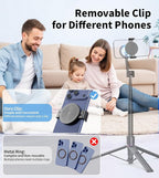 TONEOF Phone Clamp for Magnet with Metal Ring,Phone Mount Adapter for Magsafe Car Phone Holder,Quick Installation & Easy Removal Clip for All Phones/Magnetic Tripod/Magnet Mounts (Black,1 Pack)