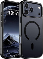 SUPFINE Magnetic for iPhone 17 Pro Max Case (Compatible with MagSafe)(Military Grade Drop Protection) Translucent Matte Shockproof with Anti-Fingerprint Phone Cover, Black
