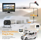 7" 1080P Wired Truck Backup Camera System, IP68 Waterproof Rear View Camera with Wide Angle View, Night Vision Reverse Camera for RV Trailer 12V-24V