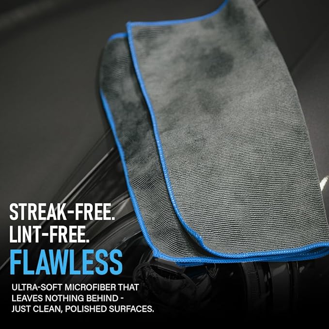 Rapid Dry Towels The Finisher Premium Microfiber Detailing & Utility Towel | 70 x 40cm | Channel Weave Lint-Free Cleaning Cloth | Scratch-Free Car Towel for Glass Chrome Interior & Home Cleaning