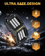 Auxbeam 2 Pods Dynamic Color Changing RGB LED Rock Lights No-Dark-Spot Bluetooth APP&Remote Control Music Voice Sync IP67 Waterproof Wheel Well Lights w/Brake Mode 1 Year Warranty (NO Controller)