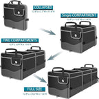 Trunk Organizer with Cooler, Collapsible Trunk Storage Container with Non Slip Bottom Strips, Large Multi-Compartment Waterproof Car Trunk Organizer Groceries for Vehicle Sedan, Suv, Truck,Van(Black)