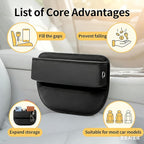 Car Seat Gap Filler Organizer, Multifunctional Auto Console Side Storage Box with Cup Holders & Phone Holder, Premium PU Leather Car Front Seat Organizer for Drinks, Sunglasses, Keys, 2 Pack Black