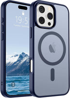 SUPFINE Magnetic for iPhone 16 Pro Case (Compatible with MagSafe) (Military Grade Drop Protection) Slim Translucent Matte Shockproof with Anti-Fingerprint Phone Case,Navy Blue