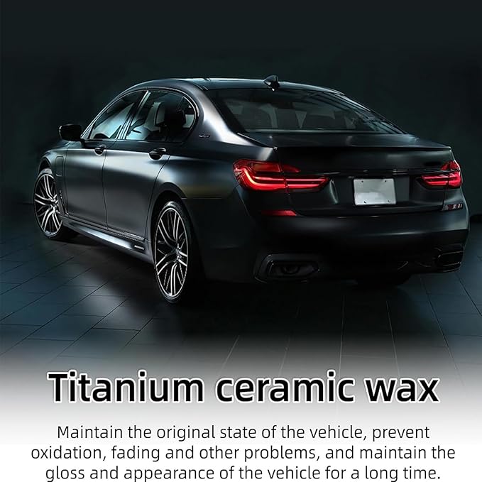 Titanium Ceramic Wax Cream, Strong Protection Car Coating Polishing Wax, Waterproof Formula with Graphene, for All Vehicle Types (3 Pcs)