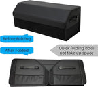 Car Organizers for Trunk for Suv Sedan, Leather Storage Box,Extra Large,Magnetic Lid,Collapsible and Adjustable, Collapsible Suede velvet， Black