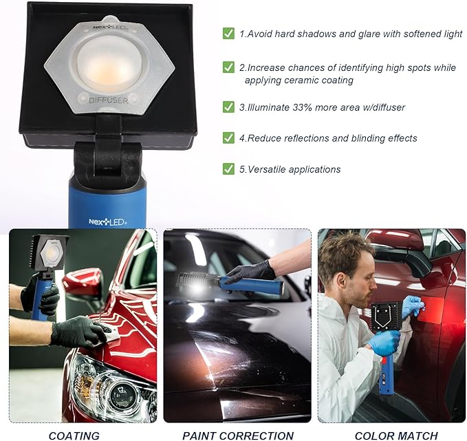 NextLED Premium Detailing Light Bundle: NT-V3505 Ceramic Coating Light & NT-1010UV 4-Color Paint Inspection Light