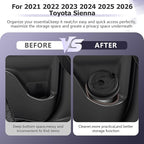 LUWU 2025 2026 Sienna Center Console Cup Holder Compatible with 2021 2022 2023 2024 2025 2026 Toyota Sienna Interior Accessories Rear Seat Door Side Silicone Cup Holder Insert Sienna 2025 Accessories