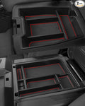 Silverado Sierra Center Console Organizer - Compatible with 2019-2026 Chevy Silverado/GMC Sierra 1500 - 2020-2026 Chevrolet Silverado/ Sierra 2500HD 3500HD - (Split-Bench Folding Seat) - 2 Pack Red