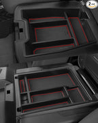 Silverado Sierra Center Console Organizer - Compatible with 2019-2026 Chevy Silverado/GMC Sierra 1500 - 2020-2026 Chevrolet Silverado/ Sierra 2500HD 3500HD - (Split-Bench Folding Seat) - 2 Pack Red
