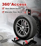360° Rolling Wheel Detailing Stand, Heavy Duty Steel Wheel Cleaning Stand for Tire, Rim Polishing, Ceramic Coating, Car & Motorcycle Wheel Roller Stand