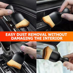 Blilo 2PCS Car Interior Detailing Brush with Dust Cover, Auto Soft Hair Cleaning Brushes, Scratch Free Curved Dirt Collectors, for Vehicle Dashboard Air Conditioner Vents Leather Computer (White/2PCS)