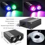 AZIMOM Dual Color 32W Fiber Optic Starlight Kits 600pcs*0.03in*9.8ft Fiber Strands Sound-Activated APP/Bluetooth Remote Control Home Car Star Ceiling Roof Headliner Decor