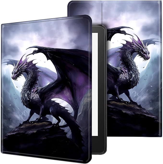 for Kindle Paperwhite Case,6.8" Kindle Paperwhite 11th Generation Case and Kindle Paperwhite Signature Edition,Leather Slim Adjustable Stand Cover with Auto Wake/Sleep,Cool Purple Dragon