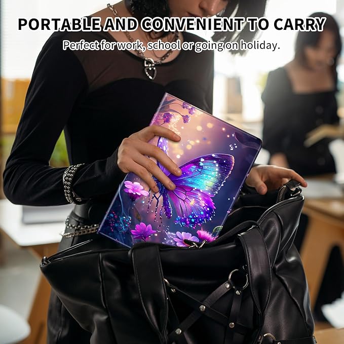 Case for 7" Kindle Paperwhite 12th Generation 2024 & Kindle Colorsoft Signature Edition,Leather Folio Adjustable Stand Cover Auto Wake/Sleep for Kindle Paperwhite 2024,Glitter Butterfly
