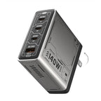 Mfish E-Rhino 140W USB-C Charger, True PD 3.1 GaN Fast Charger, 4-Port (3 USB-C + 1 USB-A) Foldable Plug Power Adapter for MacBook Pro 16”, iPhone 17/16, iPad, Galaxy, Tablet, Laptop, Grey