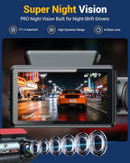 3 Channel Dash Cam with WiFi & GPS, Front and Rear/Inside, Voice Control 4K/2.5K+1080P+1080P Triple Dash Camera for Cars, 3" IPS Touch Screen, Free 32GB Card