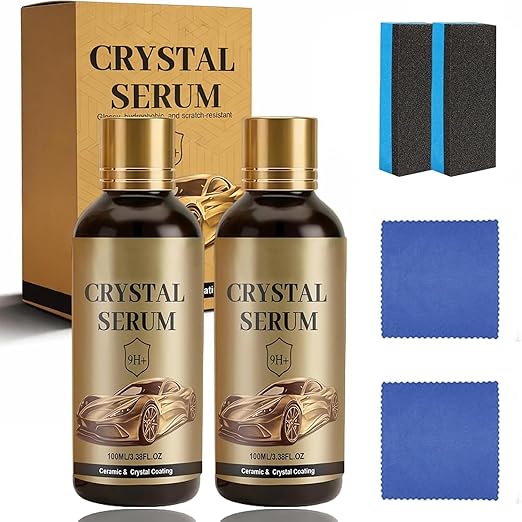 PTZ Crystal Serum – Advanced Graphene Ceramic Coating for Cars, High Gloss Crystal Coating for Car, 9H Graphene Coating for Auto Car Detailing, Easy Apply Paint Shine Protection (2PCS)