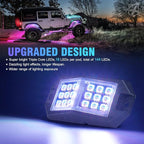 Xprite 8 Pods Rock Lights Wide Angle Bluetooth RGB Rocklights, Multicolor Neon Lighting Footwell Underglow Kits w/Wireless Remote, Compatible Jeep UTV ATV SUV RZR Off-Road Trucks Cars Boats