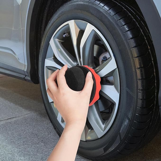 6 Pack Large Tire Shine Applicator Pad, Tire Hex Grip Applicator, Tire Shine Car Detailing Foam Sponge Tool, Reusable Car Cleaning Supplies After Car Wash Tire Cleaner for Applying Tire Shine