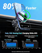 for MagSafe Car Mount Charger, TEC & Fan Dual Cooling Magnetic Wireless Car Charger, Strong Magnet 15W Fast Charging Air Vent Car Phone Holder Bracket for Your Car for iPhone 17 16 15 14 13 & Android