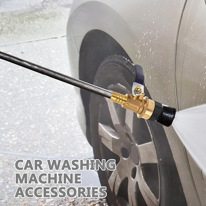 NUOBESTY Car Wash Foam Sprayer Nozzle with Copper Valve, Stainless Steel Foam Cannon Attachment, Wide Flat Plastic Duckbill Spray Head for Automotive Exterior Cleaning