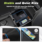 Sunsdrew Center Console Organizer Compatible with 2024-2025 Ford Ranger, Armrest Storage Box Insert with 2 Color Mats, Ford Ranger Accessories - ONLY FIT Electric Handbrake Version