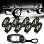 Hovano 8 Pods White Rock Lights 6000K Pure White 36 LEDs SMD Chips Super Bright Neon Underglow Light IP68 Waterproof for Pickup Trucks SUV UTV ATV RZR Car Boats (White)