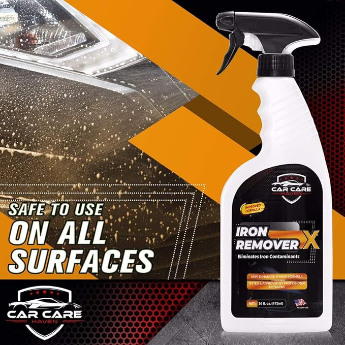 Car Care Iron Remover X, Car Detailing Iron Rust Remover-Wheel, Paint, Ceramic-Cleaner-Car Cleaner Exterior Care Products, Colorless Rim Cleaner, Decal Remover-Use before Clay Bar (32 Fl Oz Spray)