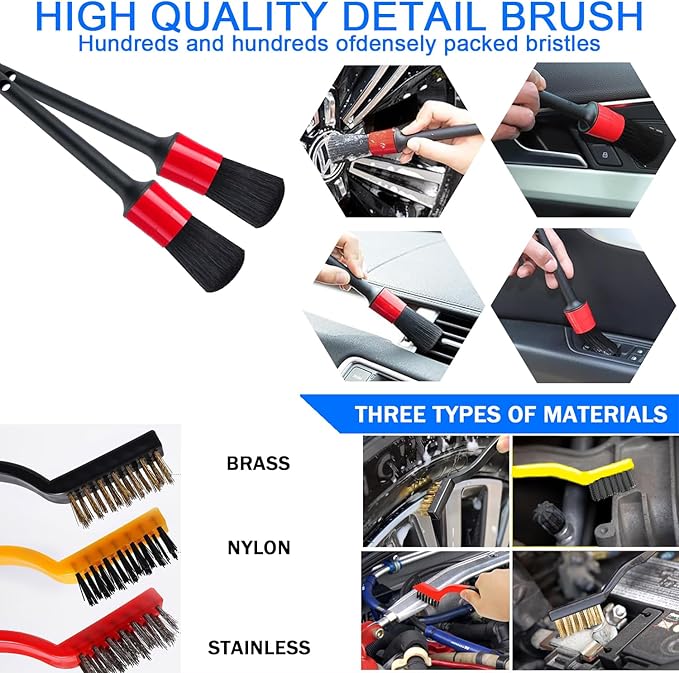 LIANXIN Car Cleaning Kit Car Wash Kit with High Power Handheld Vacuum Automobile Detailing Brush Kits Microfiber Towels Tire Brush Washing Mitt Sponge Safety Hammer Cleaning Wash Kits