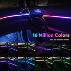 2 in 1 Acrylic Car LED Lights Interior, RGB Ambient Llighting Car Kit with 168 LEDs, 16 Million Colors, Music Sync, App & USB & Remote Dashboard Ambient Lighting for Car