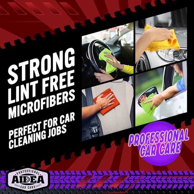 AIDEA Microfiber Cleaning Cloth, 600PK, Microfiber Towels for Cars, Shop Towels Cleaning Rags, Premium Wash Cloths, Absorbent Towel for SUVs, House, Kitchen, Commercial, Cleaning Supplies 12×12"