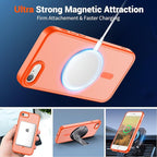 SUPFINE Magnetic for iPhone SE Case 2022 (3rd)/2020 (2nd),iPhone 8 Case(Compatible with MagSafe)(Military Grade Drop Protection) Slim Translucent Matte Phone Case,Orange