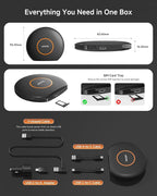 CB6 Car Video Box, 2025 Plug & Play AI Box CarPlay, Wireless CarPlay Adapter/Android Auto with Advanced AI, GPS, Compatible Massive APP, Android 13, 2 BT, 4G LTE, 4G+64G, for OEM Wired CarPlay