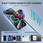 This Hill 15W Magnetic Wireless Car Charger Mount, Compatible with MagSafe, Phone Holder with 360° Suction Cup & Aluminum Alloy Telescopic Arm Compatible with iPhone 12-17 Series