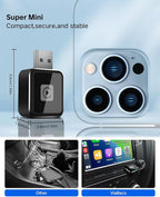 2025 Upgraded Wireless CarPlay Adapter for iPhone, Mini USB/Type-C Design, OTA Updates, Fast Connection for iOS 10+, Dual-Band Wi-Fi