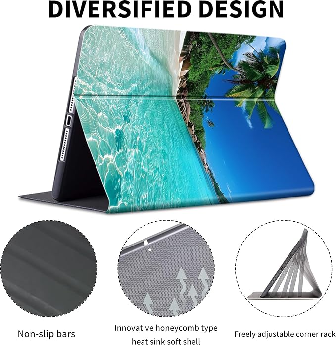 Case for 6" Kindle 11th Generation Case 2024/2022 Release,Leather Slim Folio Adjustable Stand Cover with Auto Wake/Sleep for Basic Kindle 2024/2022 11th Gen e-Reader,Green Sea Beach