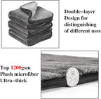GTF Microfiber Car Cleaning Cloths, Upgraded 1200gsm Ultra-Thick Cars Drying Towel Microfiber Cloth for Car and Home Polishing Washing and Detailing 16'' x 16''(3 Pack)